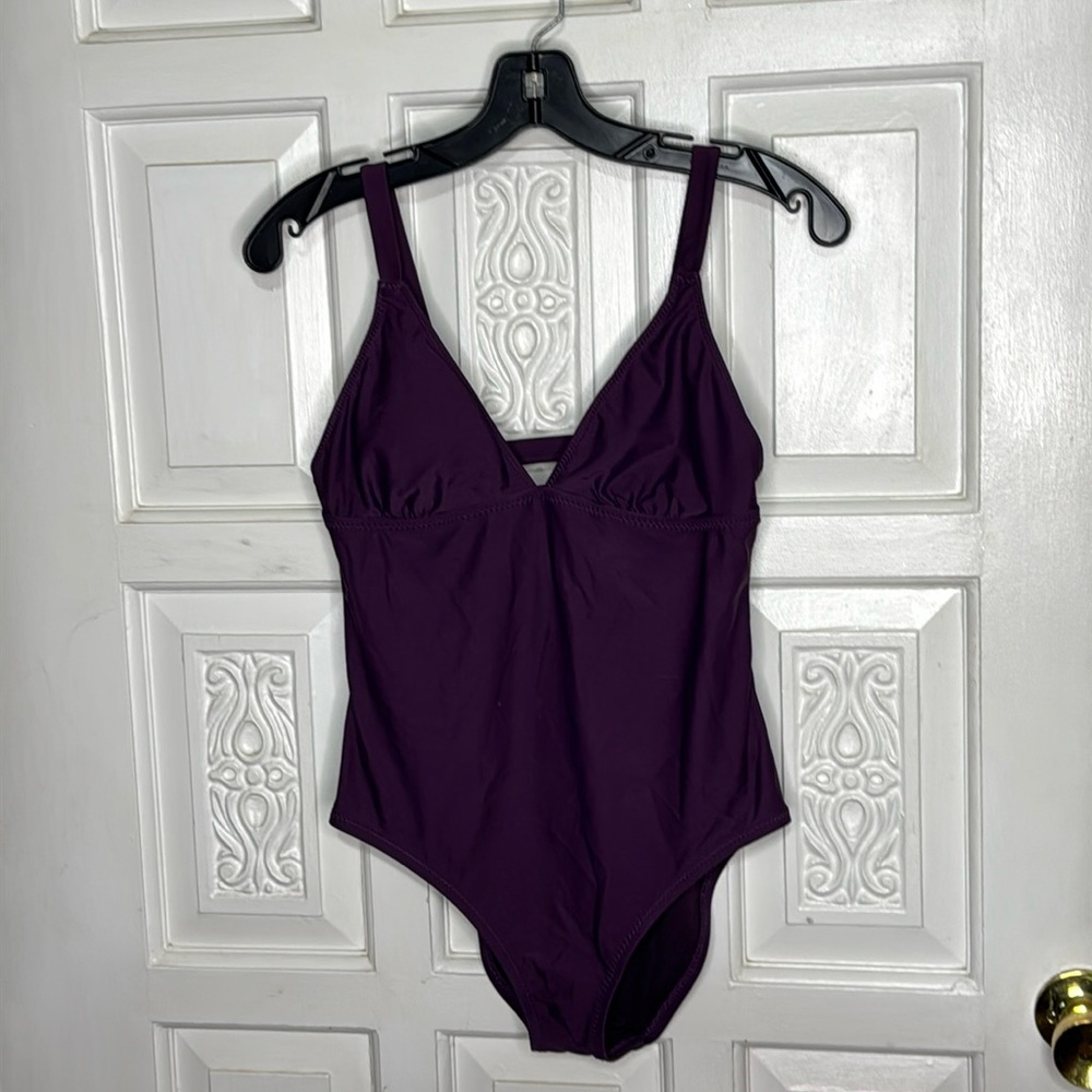 Mossimo Eggplant Colored One Piece With Criss Cross Back Straps Medium